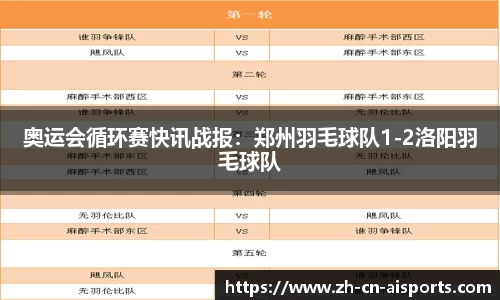 奥运会循环赛快讯战报：郑州羽毛球队1-2洛阳羽毛球队